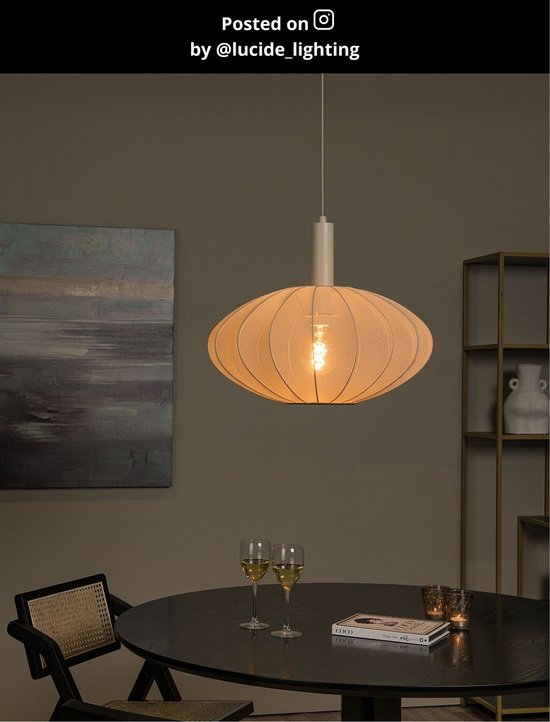 Lucide CORINA - Plafonnier - Ø 40 cm - 1xE27 - Beige - Japandi
