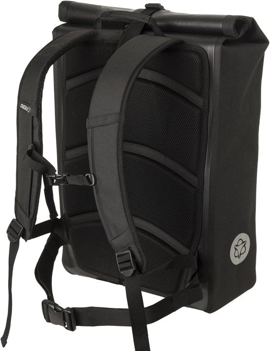 AGU Shelter - Sac à dos de coursier - Sac à dos pour coursier à vélo - 40 L - 100 % imperméable - Bandes réfléchissantes 3M - Compartiment pour ordinateur portable 14 pouces - Noir