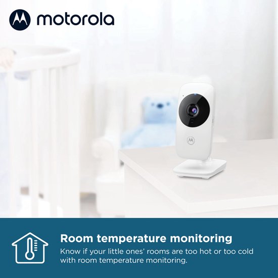 Babyphone Motorola Nursery avec caméra - Baby Monitor VM482 - Caméra pour bébé avec écran couleur de 2,4 pouces, communication bidirectionnelle, capteur de température et vision nocturne infrarouge - Portée de 300 m