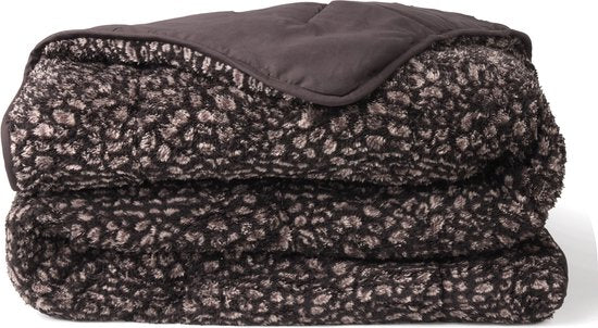 Couette Soulsnooze Teddy Pantera Anthracite 140×200 - Couette 2-en-1 sans housse - Couette lavable sans housse - Couverture - Couvre-lit - Plaid moelleux