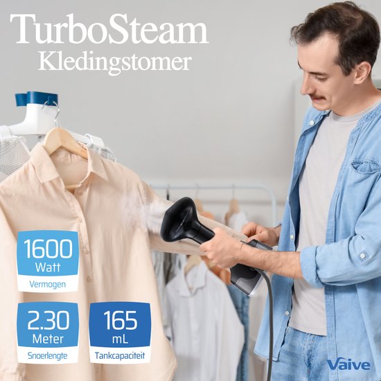 VAIVE TurboSteam Vapeur pliable 1600W - Vapeur à main - Vapeur à linge - Vapeur - Vapeurs à linge