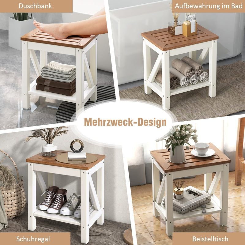 Coast douchebank badkamerbank met plank tot 150 kg veerkrachtige waterdichte badkamerbank 43 x 32 x 47 cm