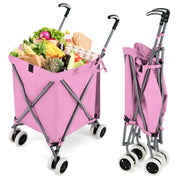 Chariot de courses pliable Coast avec roulettes - Chariot à main 90 L - Chariot de courses pliable - 66 x 46 x 94,5 cm - Rose