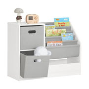 SoBuy KMB76-W Bibliothèque pour enfants avec 2 paniers et rangement pour jouets - 80 x 30 x 61 cm - Blanc