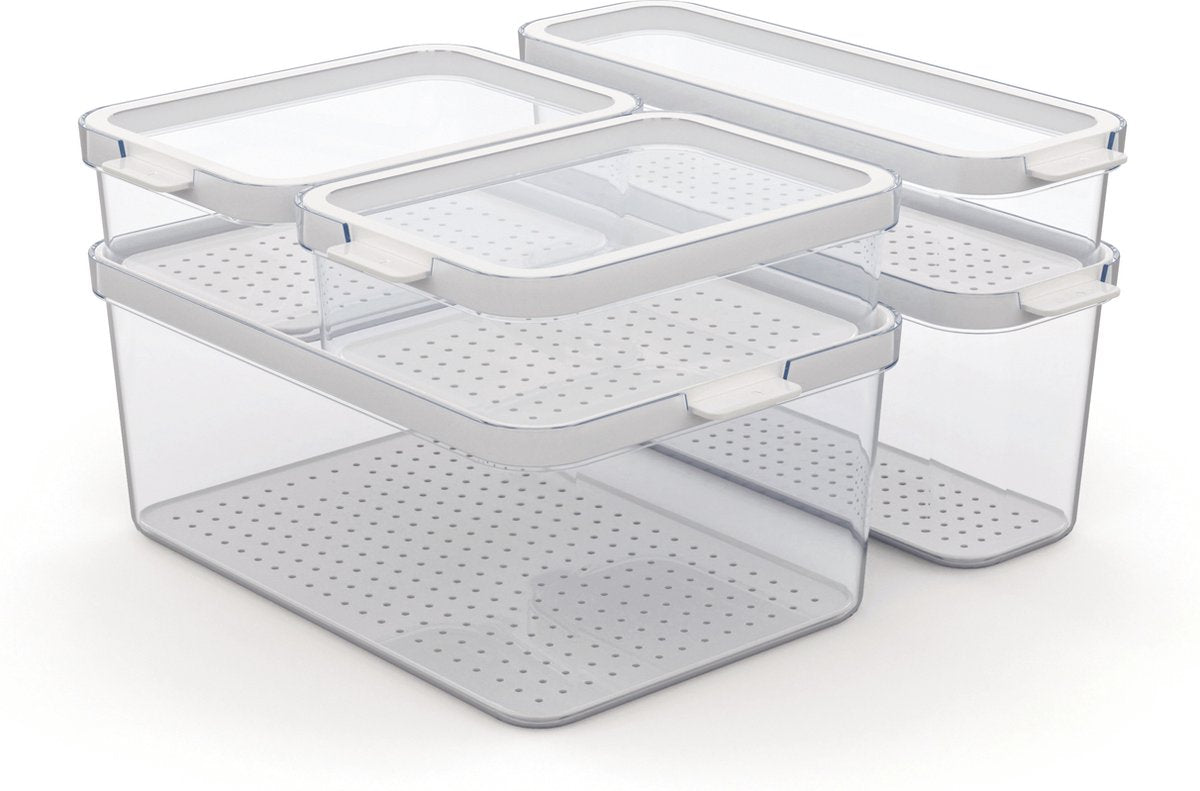 Lot d'organiseurs pour réfrigérateur Rotho CAUMA - 5 pièces - 4,65 l + 2 l + 1,15 l + 2 x 1,2 l