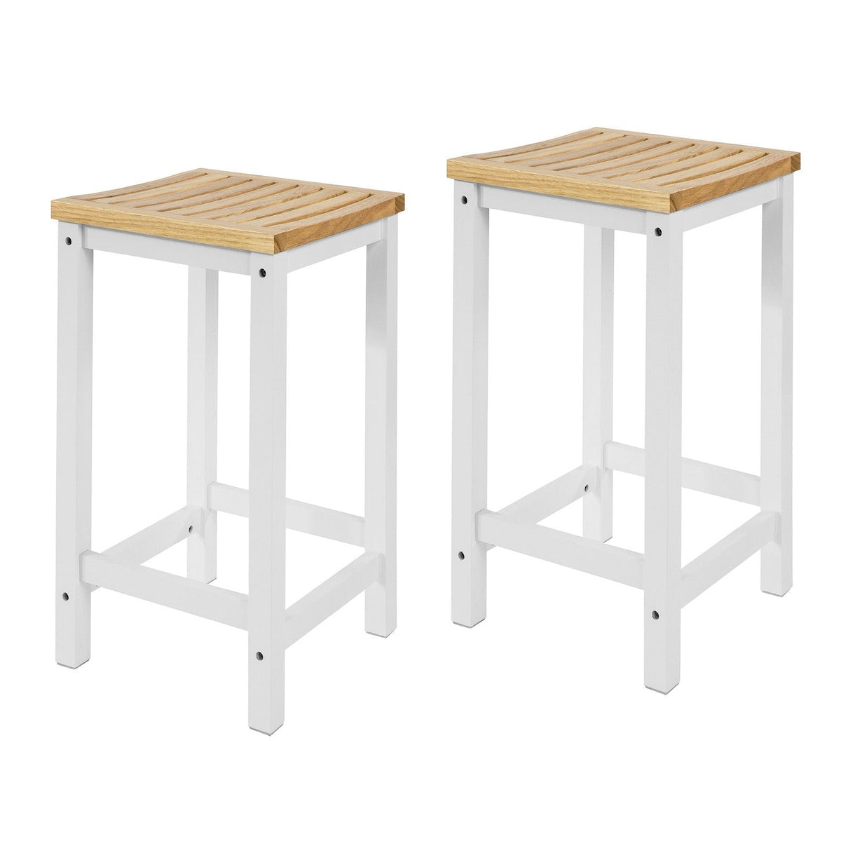 SoBuy FST29-WNx2 Tabouret de bar set of 2 - Max. 100 kg - 35 x 35 x 61 cm - Blanc/ Brun