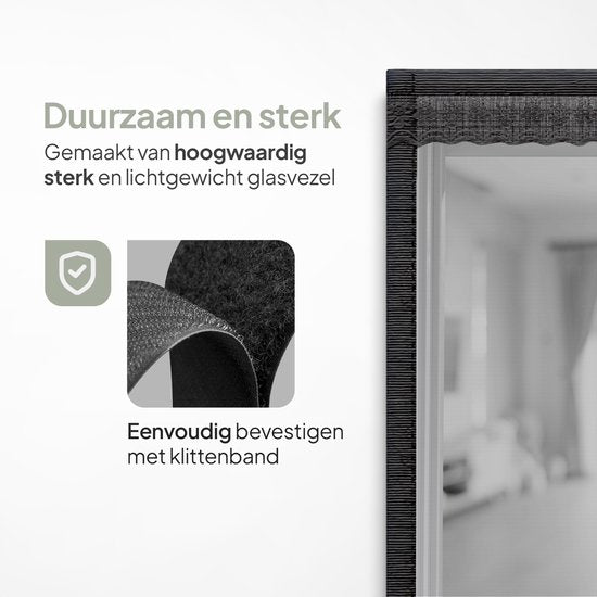 O'DADDY Rideau de porte Deluxe FIBER - Rideau anti-moustiques magnétique - Pour les nouvelles constructions et les portes standard - Installation facile - Noir Hor - 85x205 cm