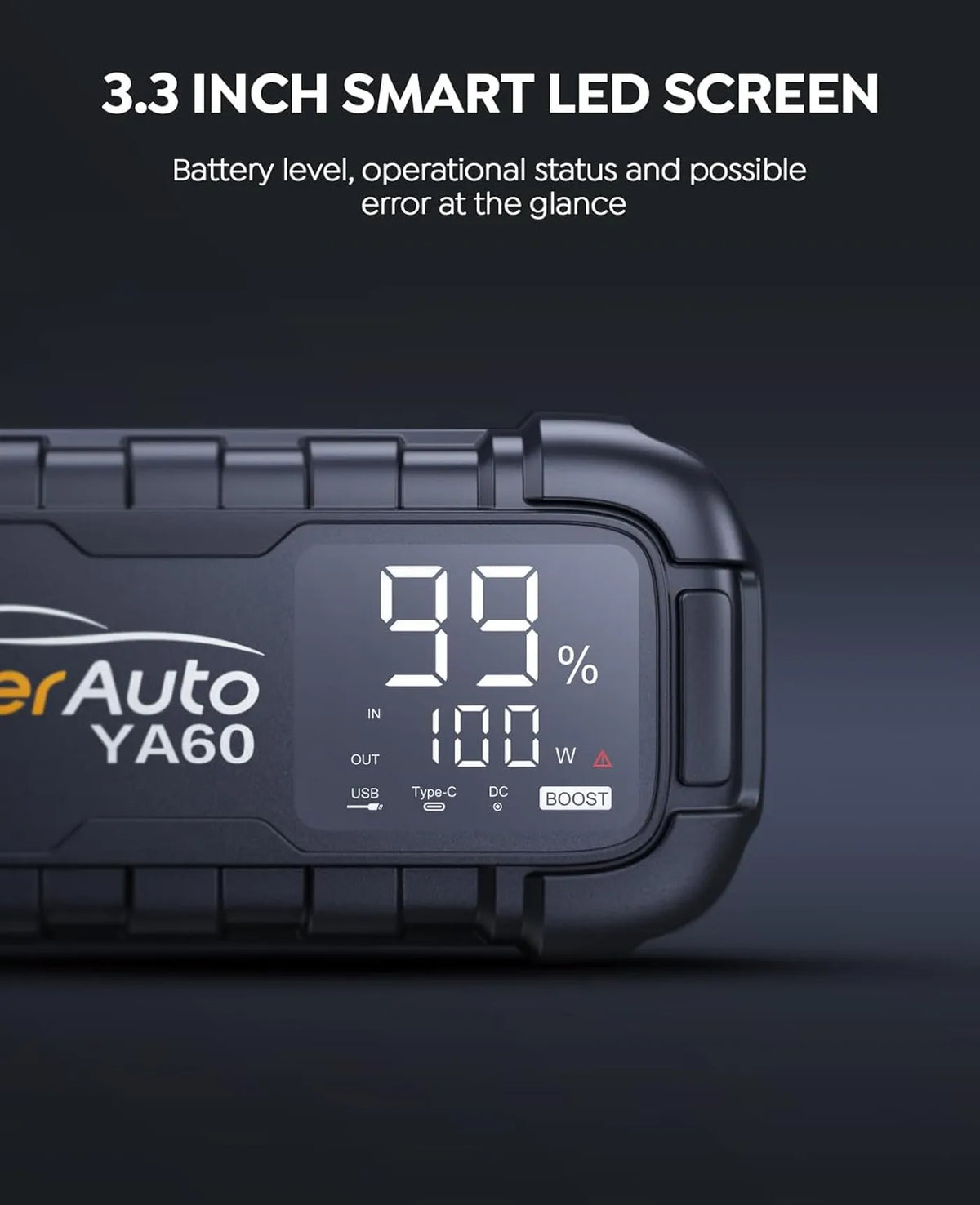 YaberAuto YA60 Jumpstarter 8000 A - 26 800 mAh - Charge rapide 65 W, LED