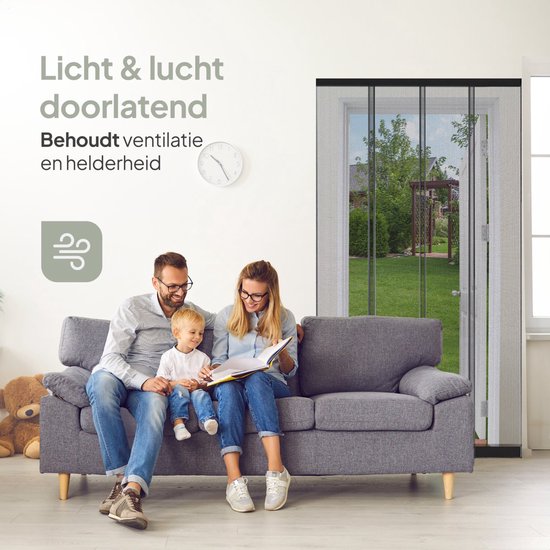 O'DADDY® Fly Curtain Slat Screen - 118x260 cm - Rideau de porte - Porte - Design ajustable - Fibre de verre - Moustiquaire de porte noire