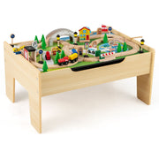Table de train en bois Coast pour enfants - Table d'activités 5 en 1 - 78 pièces - Couleur naturelle
