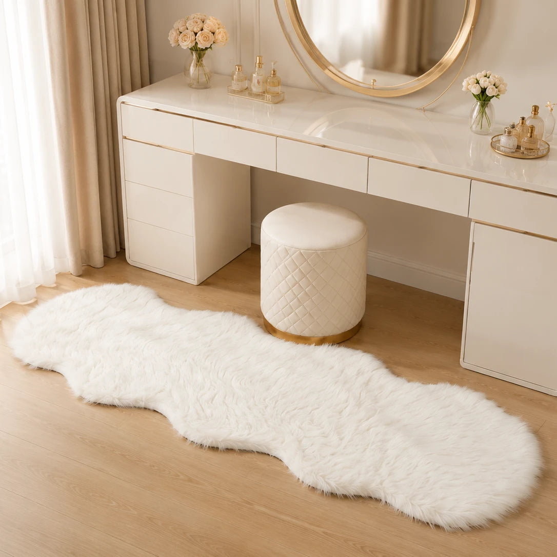 Tapis à poils longs avec bordure doublement surpiquée - 60 x 180 cm