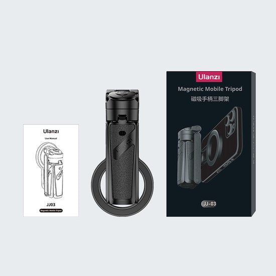 Ulanzi JJ03 Trépied de poche pour selfie, magnétique - avec télécommande - Perche à selfie - Trépied pour iPhone - Support pour smartphone iPhone - Noir