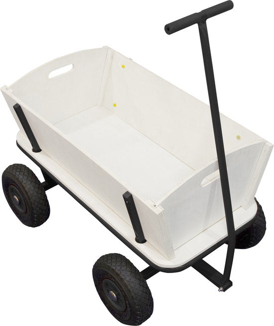 Sunny Billy Beach Wagon Chariot Noir - Bois brut - Chariot avec pneus à air - 94x61x97cm
