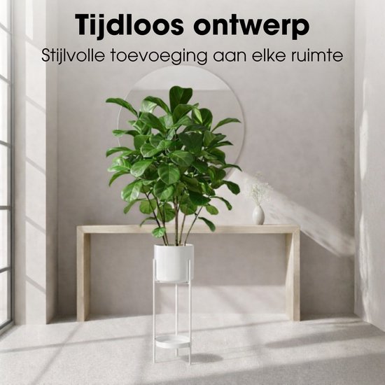 Mica Decorations Colyn Pot de fleurs sur pieds - Pot de fleurs - Pot de fleurs d'intérieur ou pot de plantes - Support pour plantes en fer - H60 x Ø19 cm - Blanc