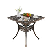 Table de terrasse carrée Coast - Aluminium moulé - Trou pour parasol de 4,8 cm - Bronze - 80 x 80 x 75 cm