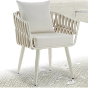 tectake® Chaise de jardin Lugano - Chaise longue avec structure en aluminium - Chaise d'extérieur au design « corde » - Fauteuil d'extérieur avec coussins épais - Pour le jardin ou le balcon - Chaise de terrasse - Résistante aux UV et aux intempéries - An