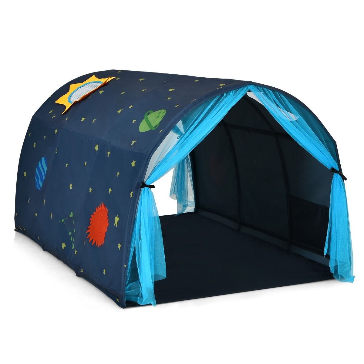 Coast Cot Princesse Maison de jeu pour enfants Princesse Tente pour enfants avec fenêtre, sac et rideau Bleu