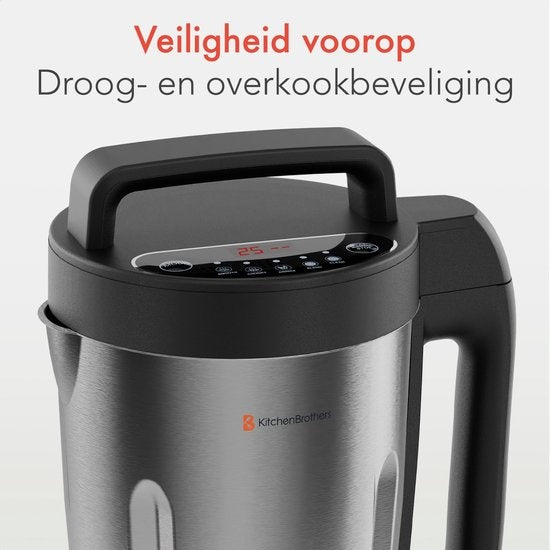 KitchenBrothers Machine à soupe - Blender - jusqu'à 800W - 1.6L - inox/noir