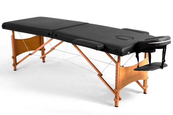 Table de massage Fitby - Table de massage pliable - Table de soins - Hauteur réglable - 185 x 60 cm - Noir