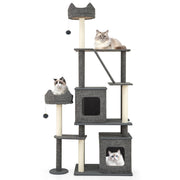 Arbre à chat Coast - 2 maisonnettes - plateformes de jeu et panier - gris - 180 cm