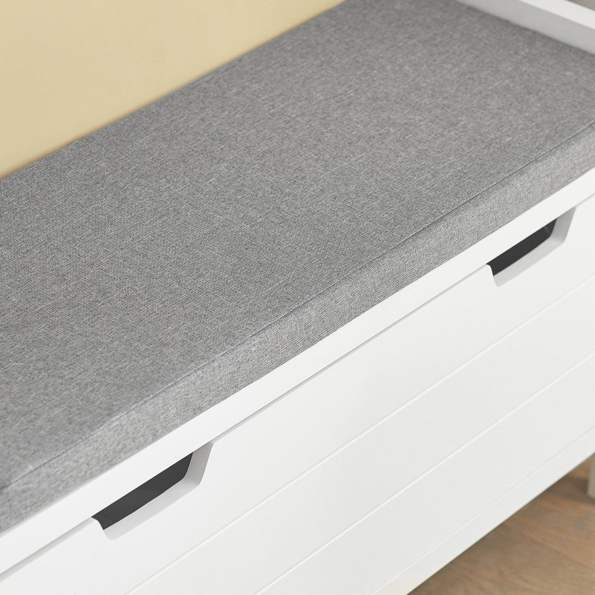 SoBuy Banc à chaussures avec 2 tiroirs - Max. 150 kg - 91 x 30 x 50 cm - Blanc/ Gris