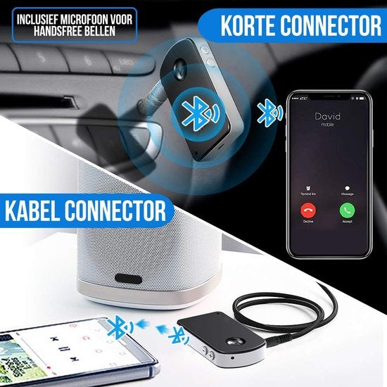 Strex Bluetooth Receiver - BT 5.0 - 3.5MM AUX - Récepteur Bluetooth - Appel mains libres - Récepteur audio Bluetooth - Bluetooth Car via AUX
