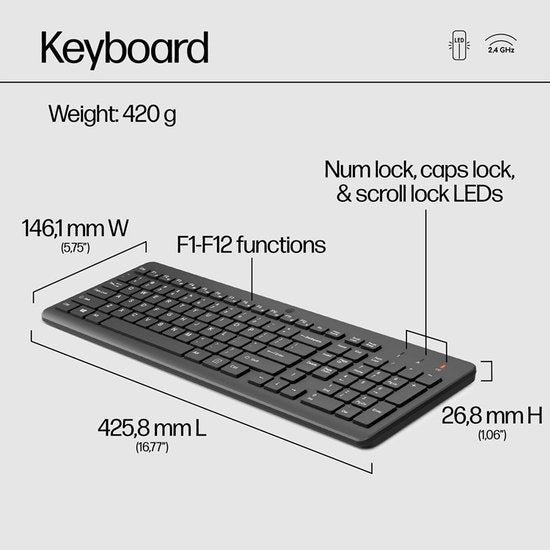HP 330 - Clavier et souris sans fil - Qwerty - Noir