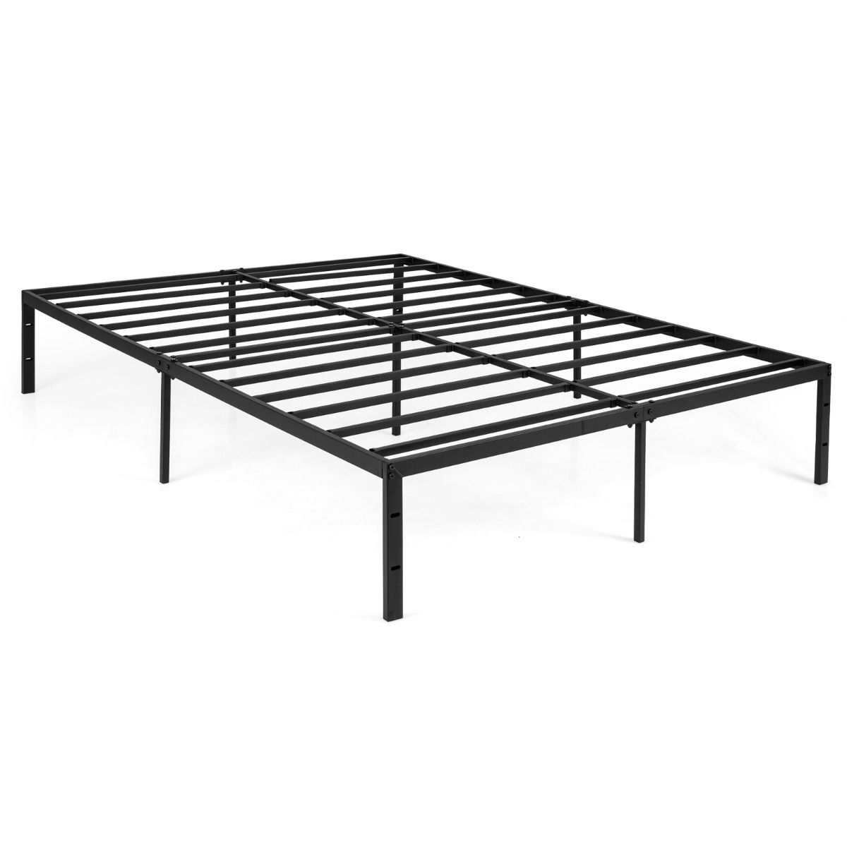 Lit plateforme Coast - sommier à lattes métalliques - espace de rangement sous le lit - 160 x 200 cm - noir