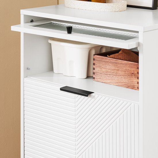 SoBuy FSB95-W Buffet - Meuble de cuisine blanc avec roulettes et étagères