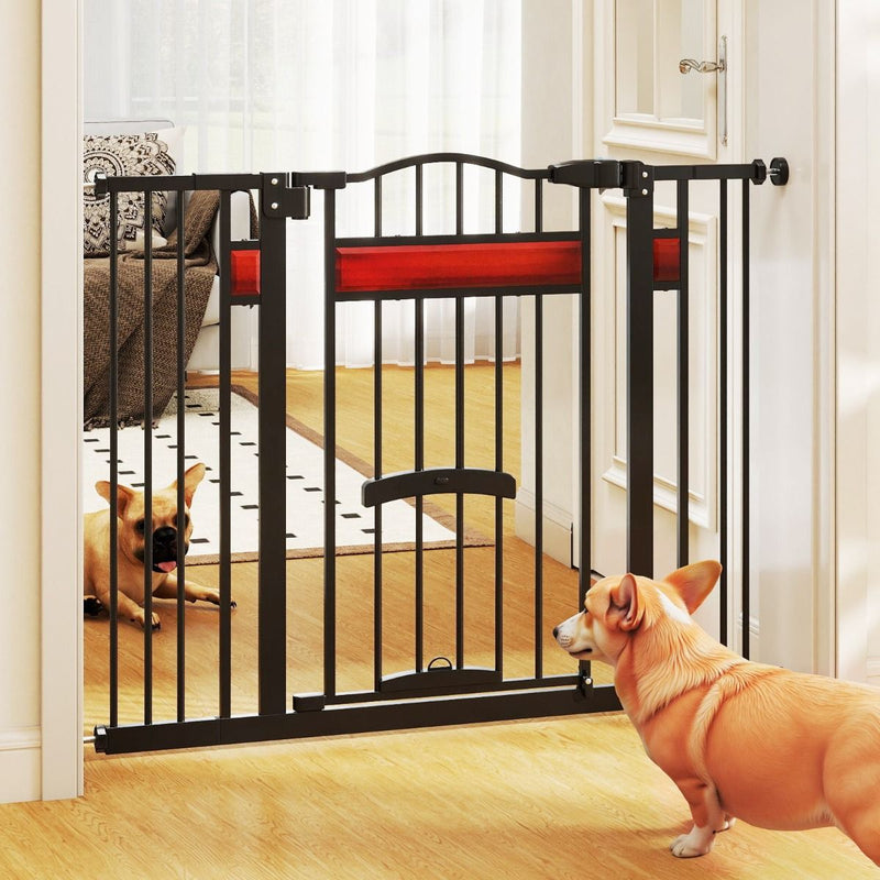 Barrière de sécurité Coast avec petite porte - réglable de 74 à 104 cm - double verrouillage - noir/blanc