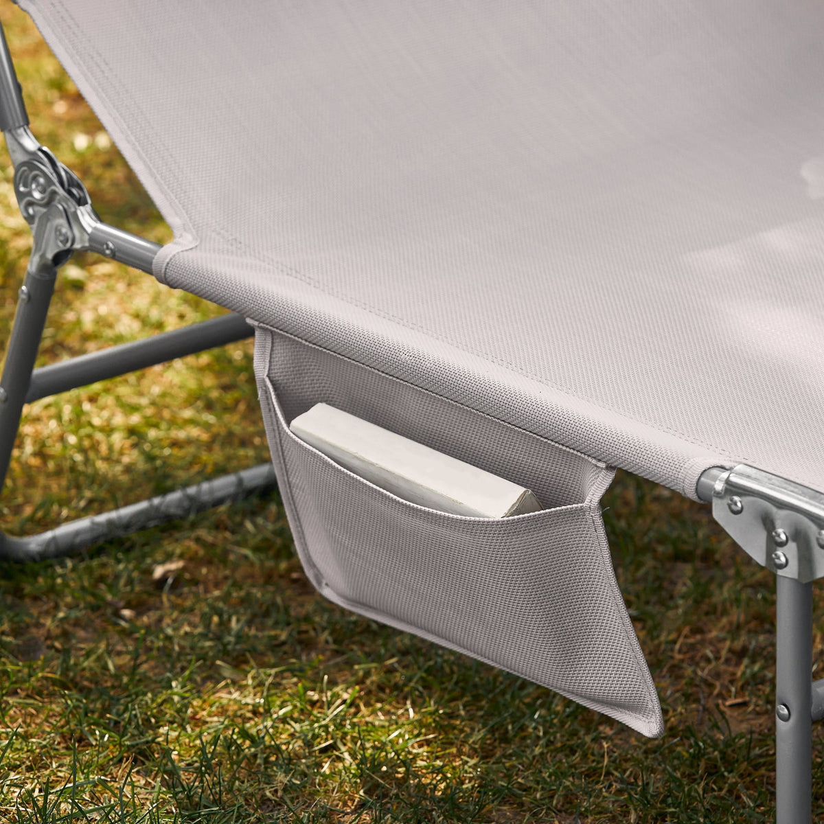 SoBuy Chaise longue avec pare-soleil - Pliable - Max. 120 kg - 195 x 63 x 30 cm - Beige
