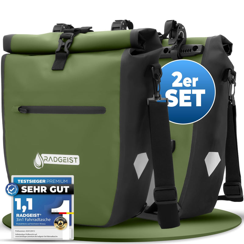 Sac à vélo radgeist pour porte-bagages, imperméable – avec bandes réfléchissantes – sac latéral 2-en-1