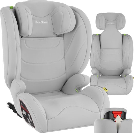 tectake® Siège auto pour bébé i-Size Approved - Siège auto ISOFIX jusqu'à 36 kg - Sécurité et confort pour les enfants - YB805A - gris clair