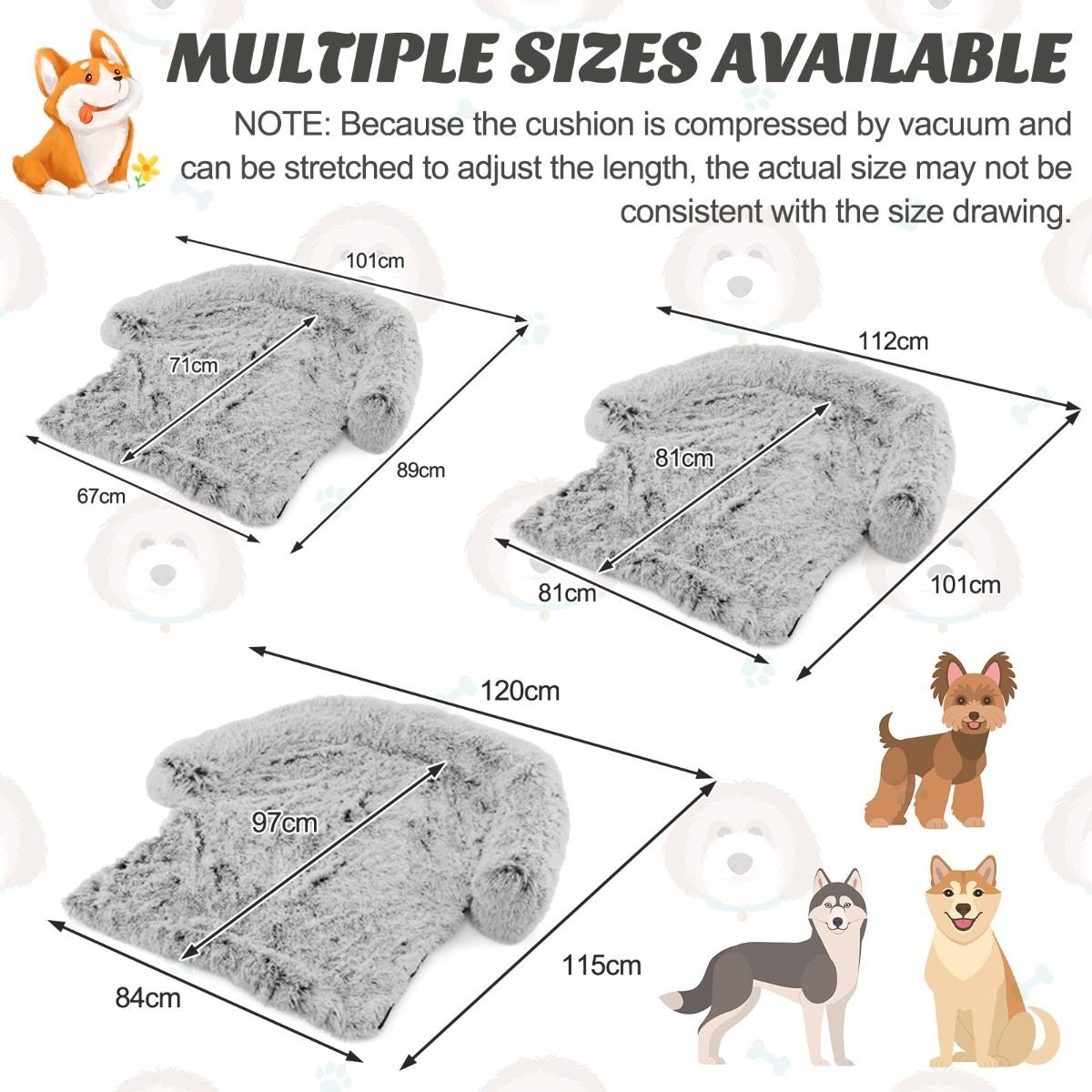 Couverture pour chien Coast - Peluche - Lavable - 112 x 108 x 18 cm - Gris