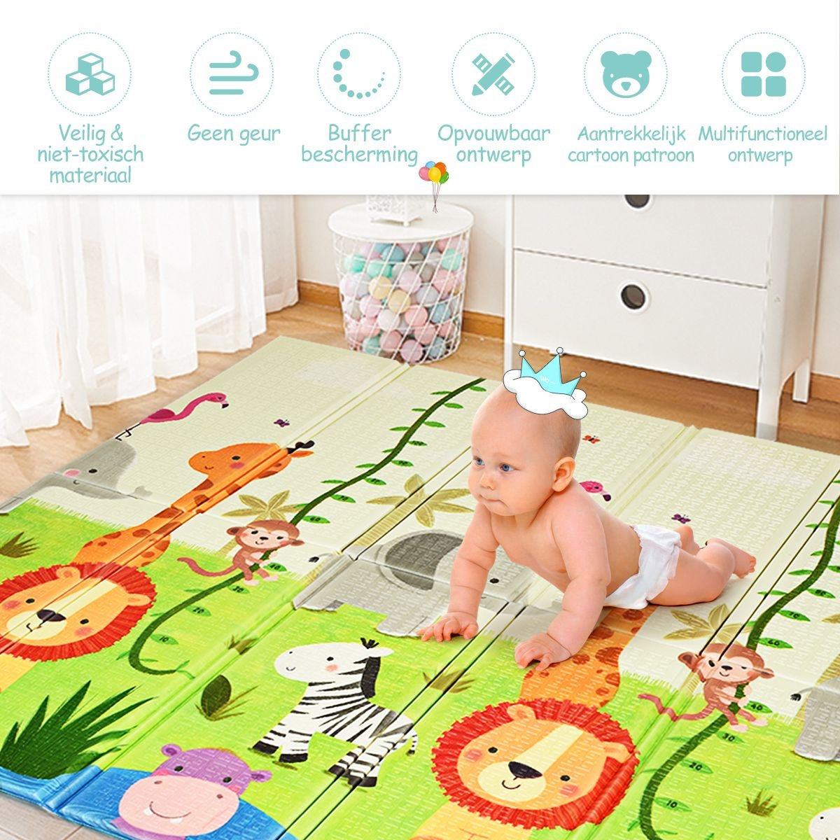 Tapis de jeu Coast pour bébés - double face - 200 x 180 x 1,4 cm