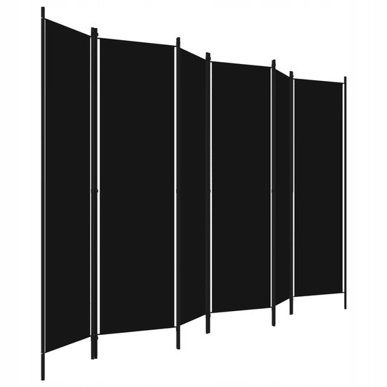 Paravent noir - 6 panneaux - 300 x 180 cm - Séparateur d'espace