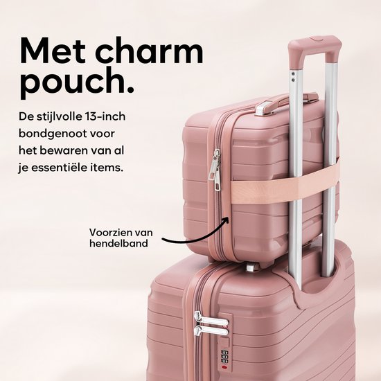 SC Travelin' Charm Hand Luggage Suitcase - 40L - Numerical Lock - 35x21x54 cm - Lightweight & Durable - Includes Free Pouch - Pink V2