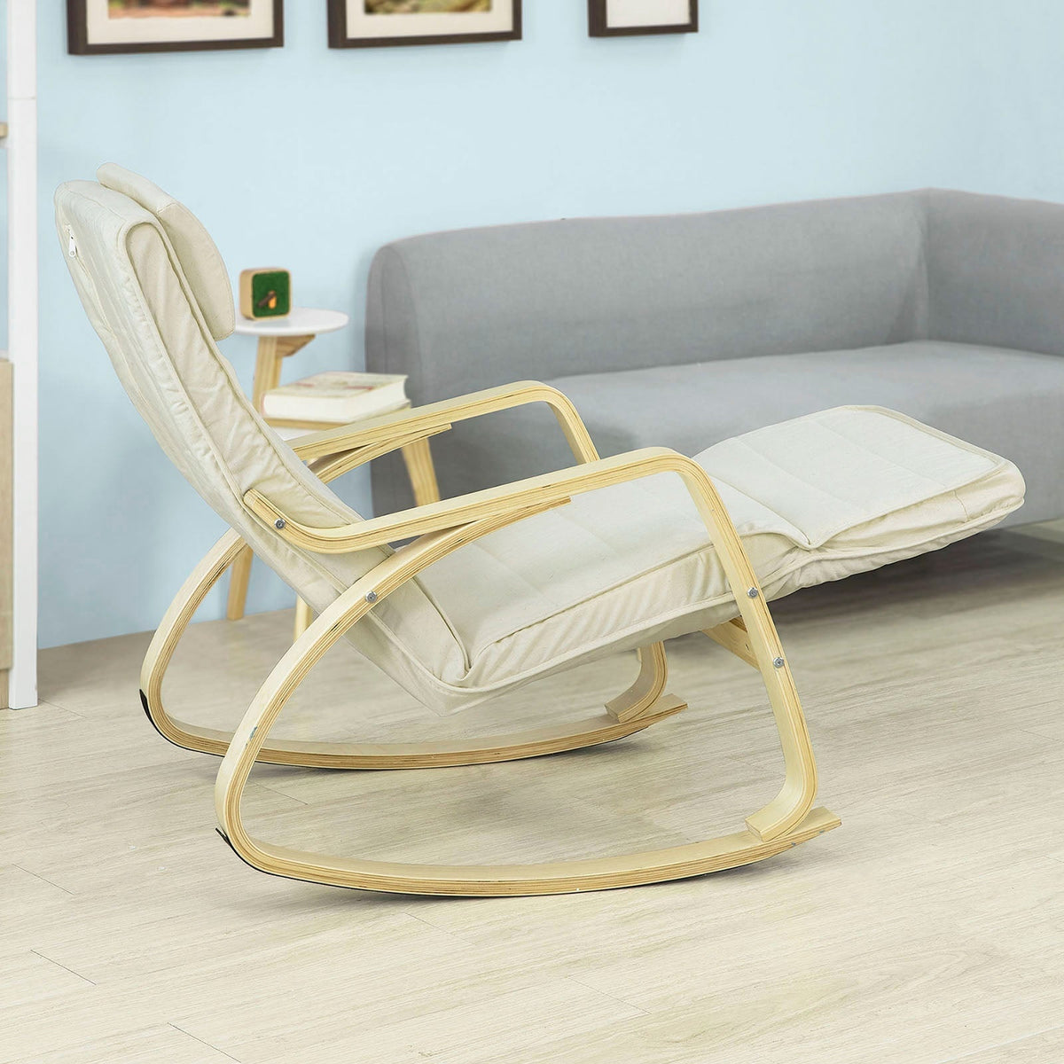SoBuy Fauteuil à bascule avec repose-pieds réglable - Max. 120 kg - Blanc