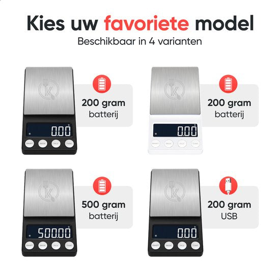 Kitchenwell digital mini precision kitchen scale white - 0.01 to 200 grams - 14.2 x 7.5 cm - balance de poche à piles - balance de cuisine