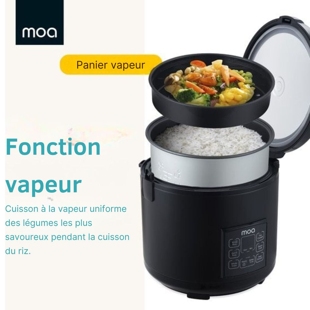 Multicuiseur 5L MOA Cuiseur de riz - vapeur Mijoteuse 700W - Noir