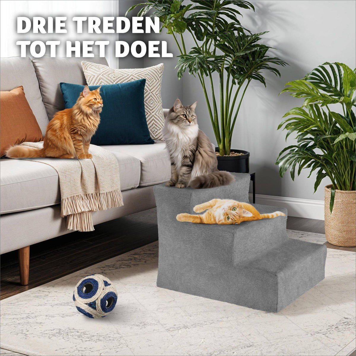 Tectake Pet Steps Paw Path - Gris - 37 x 45 x 34.5 cm - 3 marches