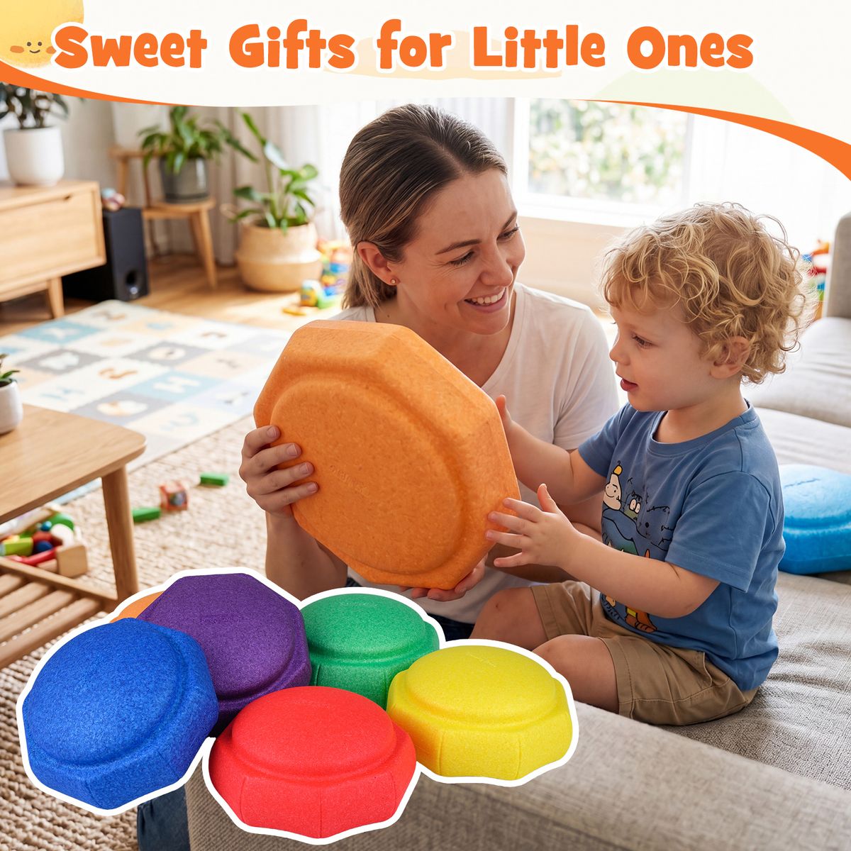 Coast Pierres d'équilibre pour enfants - lot de 6 pièces - antidérapantes - empilables - multicolores