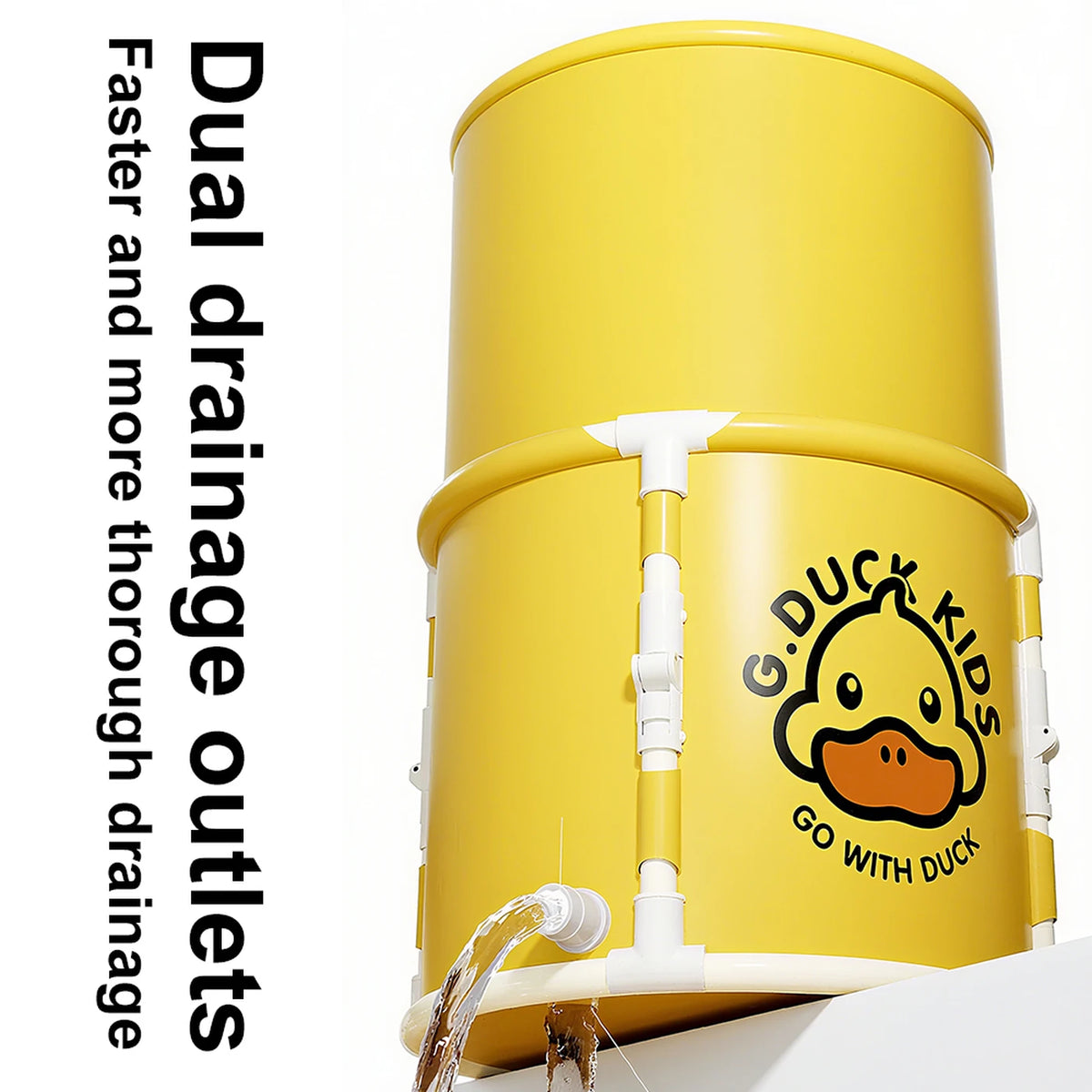 Baignoire pliable SNSP avec support - Motif canard - Ø 70 x 63 cm - Jaune/Blanc