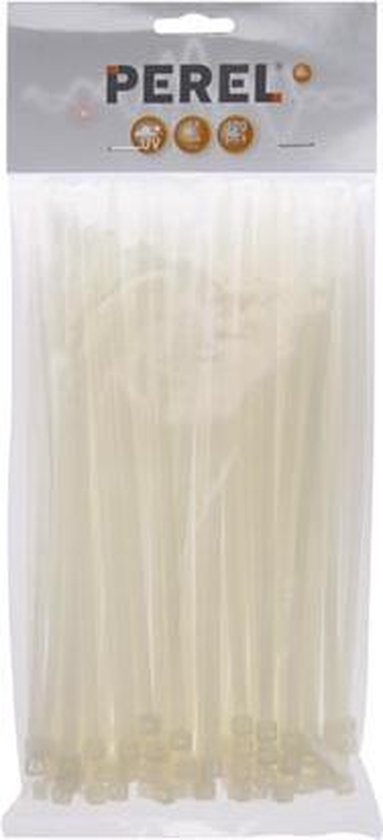 Perel Set de colliers de serrage en nylon 4.6x200mm - Blanc, résistant aux UV, 100 pcs.