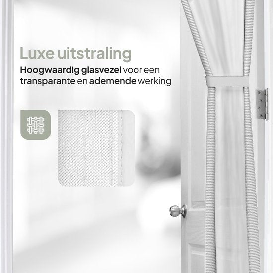O'DADDY® Rideau de porte Deluxe FIBER - Rideau anti-moustiques magnétique - Pour les nouvelles constructions et les portes standard - Installation facile - Moustiquaire de porte blanche - 150x230 cm