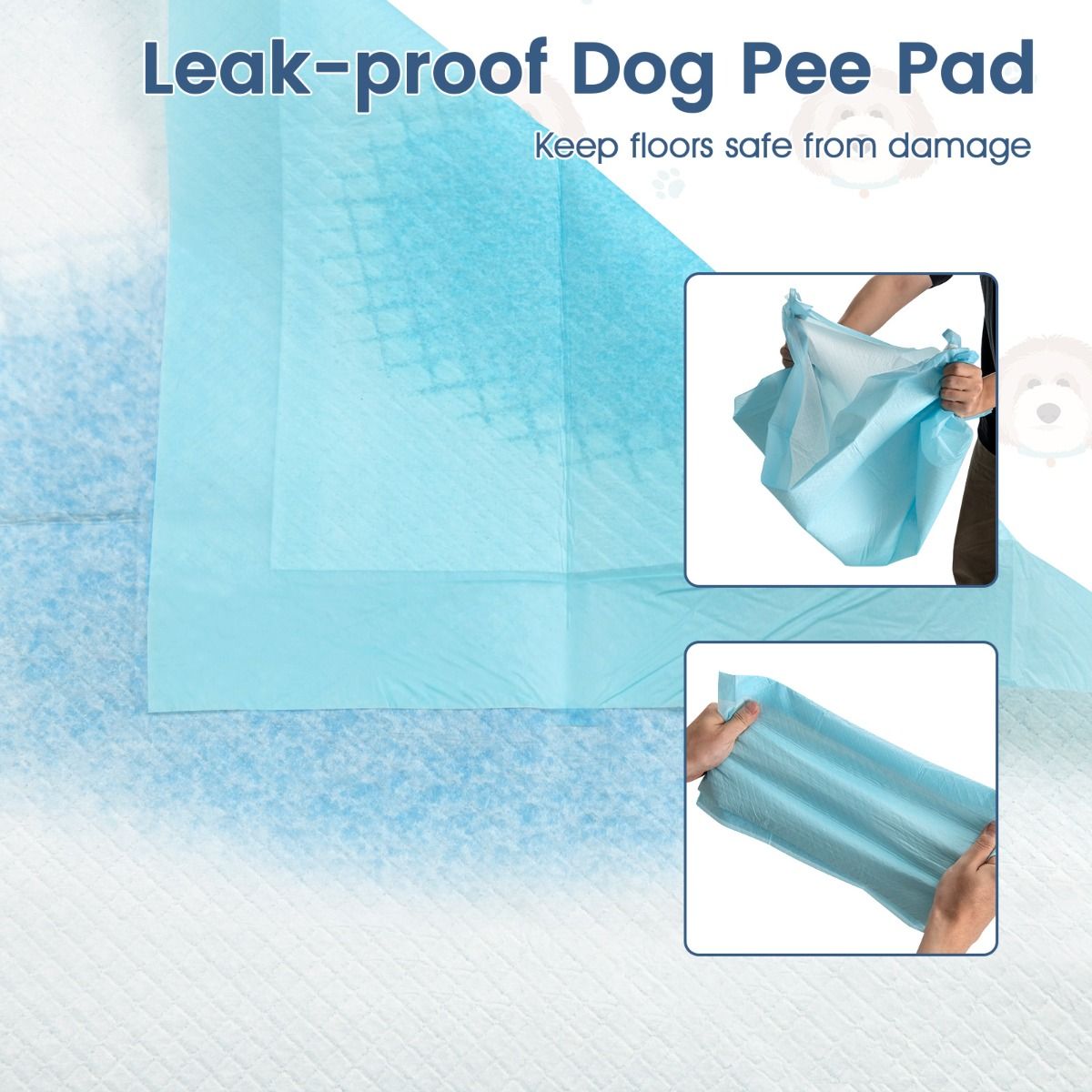 Tapis d'entraînement Coast Puppy - absorption à 6 couches - jetables - 90 x 60 cm - 150 pièces - bleu/blanc