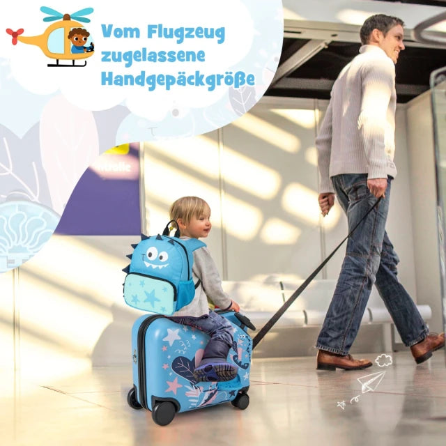 Coast - Ensemble de valises pour enfants - 4 en 1 - Roulettes - Sac à dos - Téléscopique - ABS - Bleu
