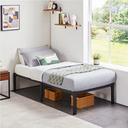 Yaheetech - Cadre de lit en métal 90 x 200 cm - Noir - Lit simple avec sommier à lattes et espace de rangement