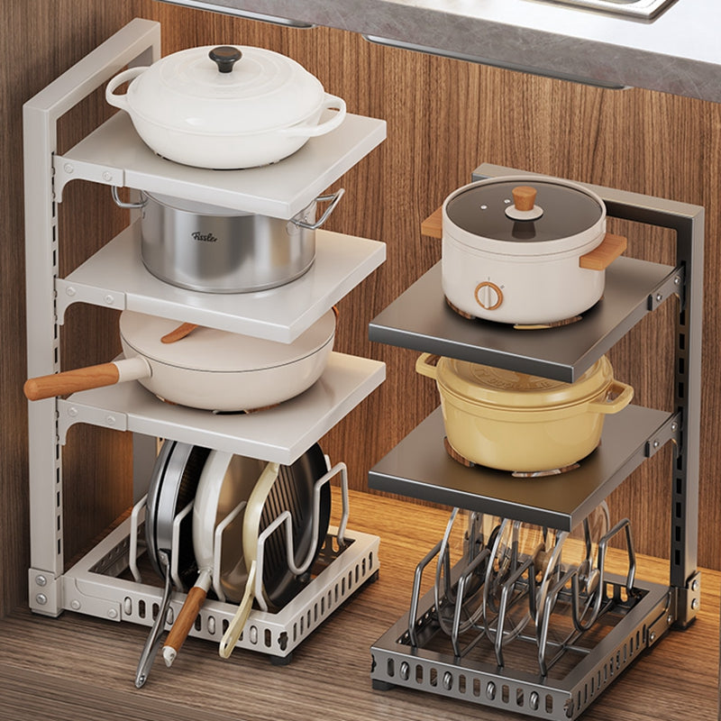 Étagère de rangement MAXCOOK à 3 niveaux en acier au carbone pour casseroles et poêles, réglable, pour placard de cuisine, 23 × 28 × 43 cm