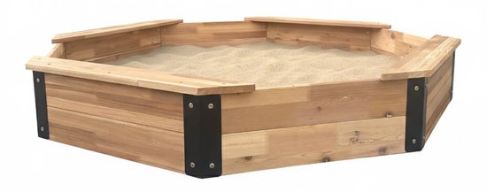 Bac à sable AXI Onno XXL 200 x 200 x 23 cm, couleur marron/anthracite – Avec bancs – Avec housse – Bois de cèdre 100 % certifié FSC – Bac à sable extra-large pour enfants